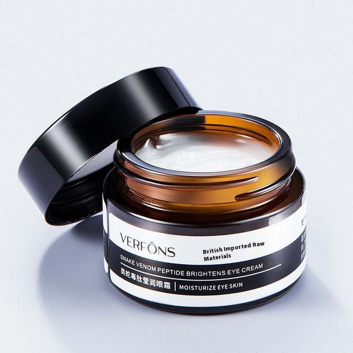 Open jar of Top Rated Best Firming Eye Cream with Retinol showing creamy texture, perfect for collagen-rich under-eye firming and hydration.