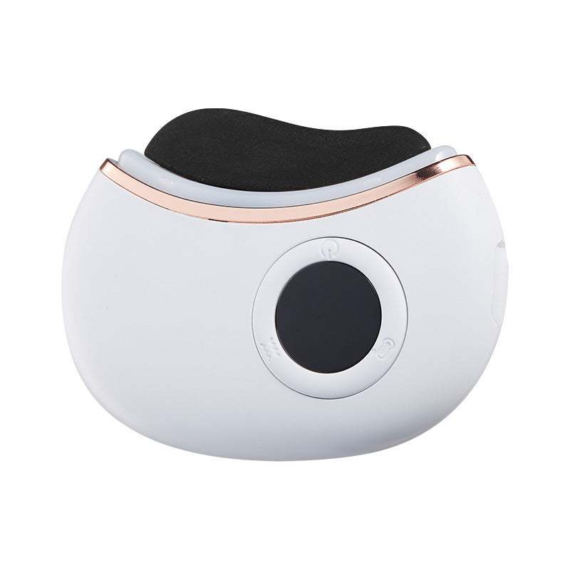Smart Electric Gua Sha Scraping Massager in white with black and gold accents, enhancing skincare routine.