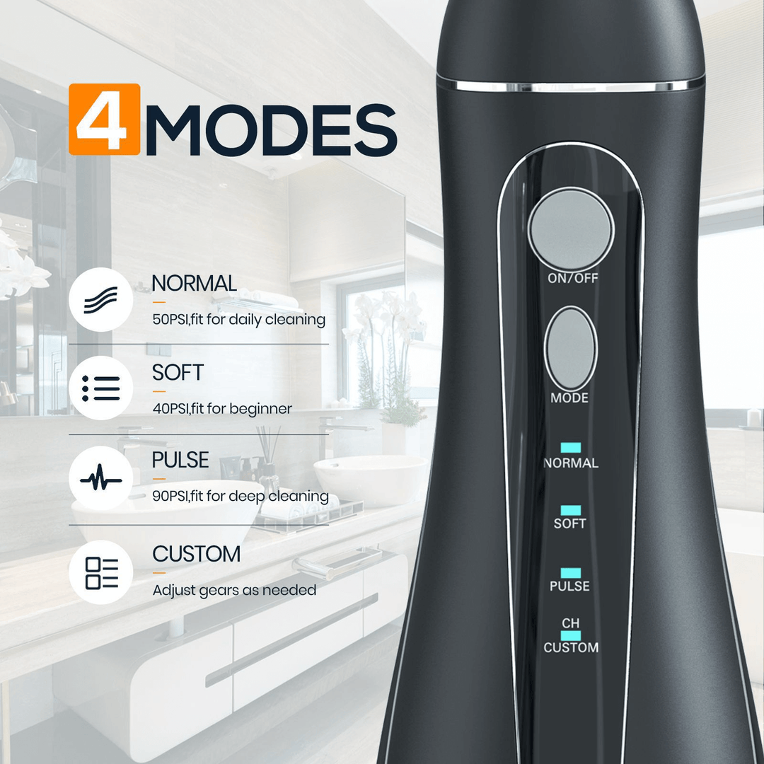 Sleek Black Portable Oral Irrigator for Effortless Dental Hygiene - Joynfunmall