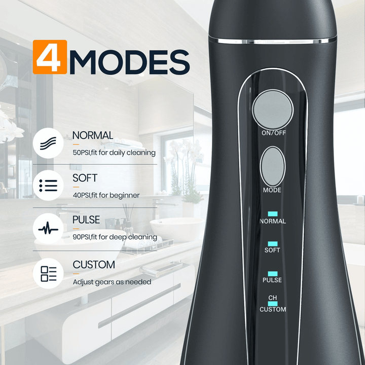 Sleek Black Portable Oral Irrigator for Effortless Dental Hygiene - Joynfunmall