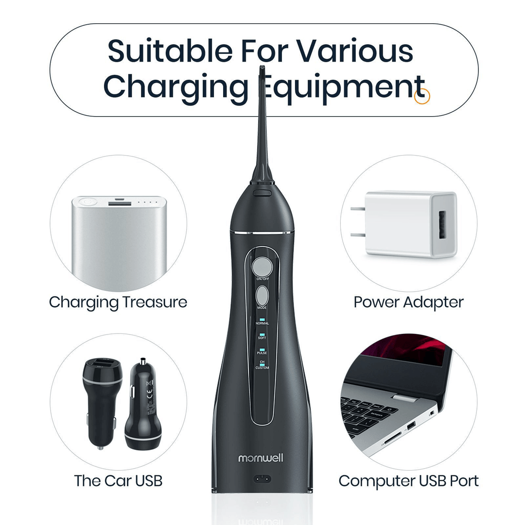 Sleek Black Portable Oral Irrigator for Effortless Dental Hygiene - Joynfunmall