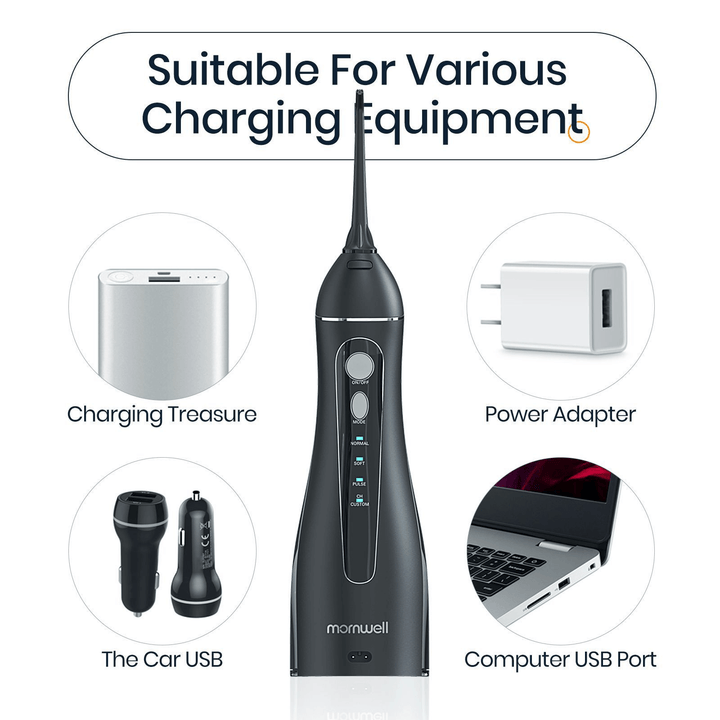 Sleek Black Portable Oral Irrigator for Effortless Dental Hygiene - Joynfunmall